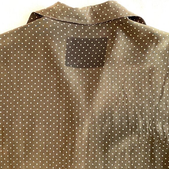 Vintage silk shirt 8 brown polka dot luxury - Picture 7 of 9